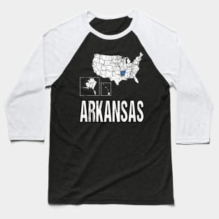 Vintage Arkansas Map Baseball T-Shirt